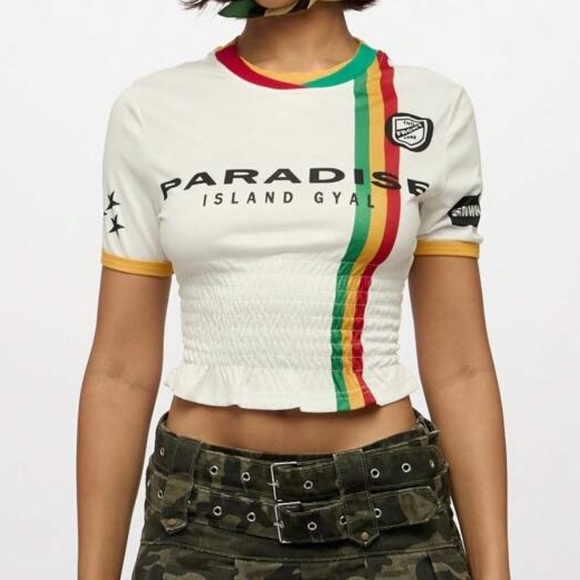 Dolls Kill Tops - SMWN Smocked Jersey Crop Top